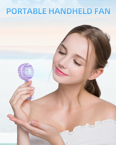 Mini Portable Fan, Small Handheld Fan with 3 Speeds, Small Hand Fan USB Rechargeable, Personal Fan Battery Operate for Outdoor Indoor Commute Office Travel by KIDEE