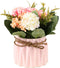 Artificial Hydrangea Bouquet with Small Ceramic Vase, Fake Silk Flowers Decoration for Home Party Wedding