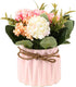 Artificial Hydrangea Bouquet with Small Ceramic Vase, Fake Silk Flowers Decoration for Home Party Wedding