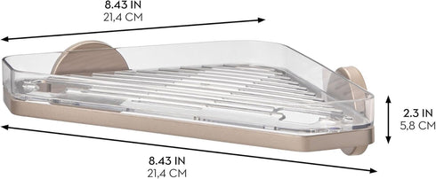 Satin Self-Adhesive Corner Shower Shelf with Razor Holder - iDesign