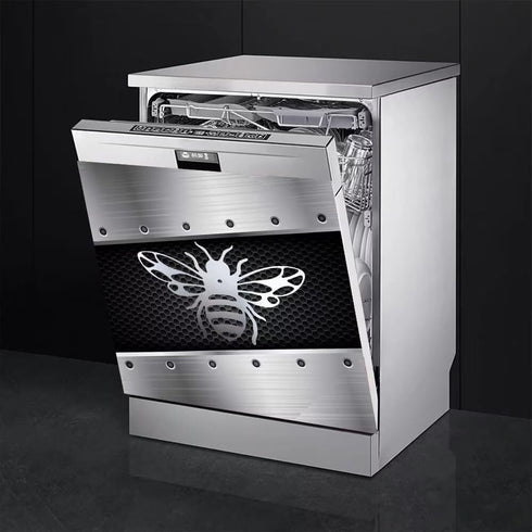 Silver Butterfly Dishwasher Magnet Cover, 23" x 26" Kitchen Decor, Stainless Steel Effect Vinyl Decal for Home Appliance