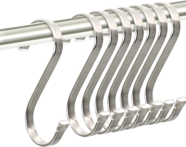 Heavy Duty Stainless Steel S Hooks for Hanging Pots, Kitchenware, Utensils, Clothes, Bags, Cups, Towels - 3.7 inch, 8