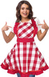 Violet Mist Red Plaid Vintage Apron for Women - Cute Ruffle Frilly Kitchen Apron, Retro 50s Style for Cooking