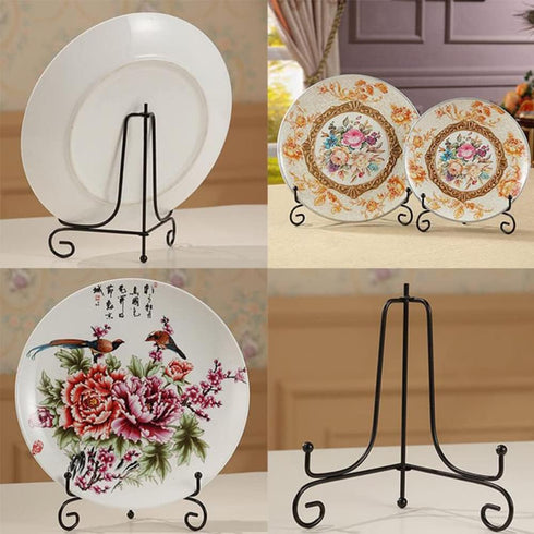 Iron Display Stand, 4 to12 Inch Easel Classic Bowl Plate Photo Frame, Book Artwor Decorative Plates Tablets Black for Displaying Pictures Plates Books Painting and Arts (12inch)