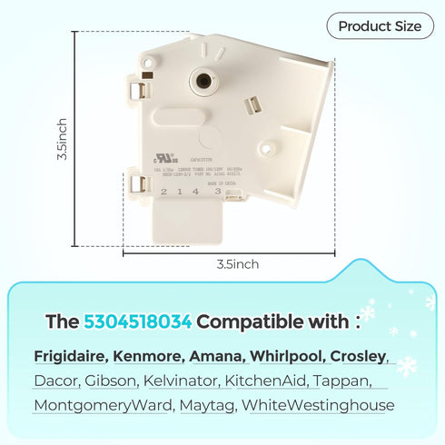 OEM 5304518034 Refrigerator/Freezer Defrost Timer Compatible with Frigidaire Kenmore Whirlpool Crosley Etc, Replacement Part 297318010 216744500 216744400 216517400 AP6799886 Etc