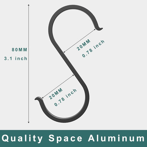 15Pcs S Shaped Hooks Matte Finish S Hooks Aluminum Heavy Duty S Hooks for Hanging Plants Coffee Cups Pots and Pans Clothes in Kitchen Bathroom Workshop Garden, Matte Black by TUCEWP