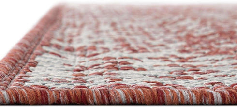 Unique Loom Outdoor Traditional Collection Area Rug, Timeworn 2' x 3' Rectangle Rust Red/Gray