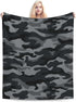 Perinsto Grey Black Camouflage Throw Blanket Ultra Soft Warm All Season Military Camo