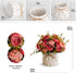 Silk Rose Bouquets Artificial Flowers Fake Flowers with Ceramics Vase for Home Office Wedding Table Decoration (Red Bud)