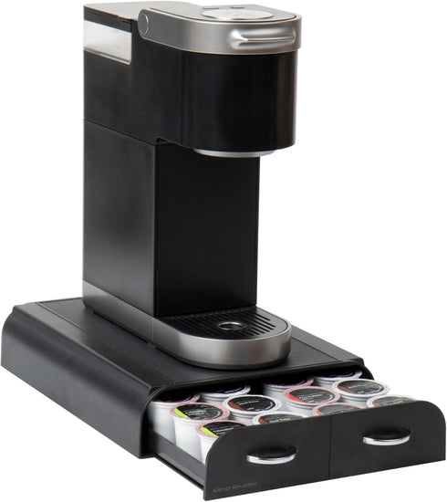 Mind Reader Single Serve Pod Organizer, 2 Drawers, 24 Pod Capacity, Compatible with Keurig Mini, Black