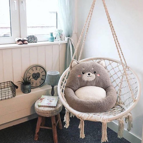 Kawaii Chair Cushions, Cute Indoor Seat Cushions, Comfy Plush Pillows with Backrest, Non-Slip Office Chair Cushion for