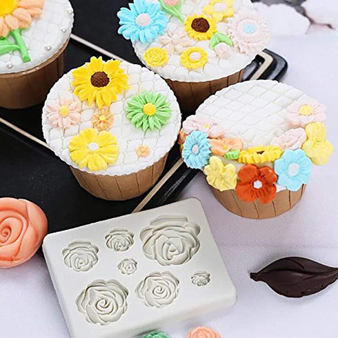 2PCS Rose Flowers Silicone Molds - Cake Chocolate Mold Wedding Cake Decorating Tools