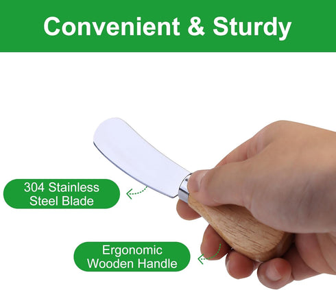 10 Pcs Cheese Spreader Knives Set, Mini Butter Knife Spreader with Wooden Handle for Charcuterie Board