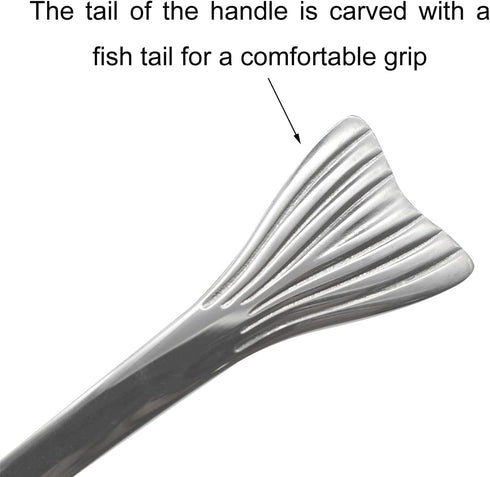 2Pcs 6.3inch Fish Spoon - 18/10(304) Stainless Steel Flatware for Soup, Porridge, Dessert