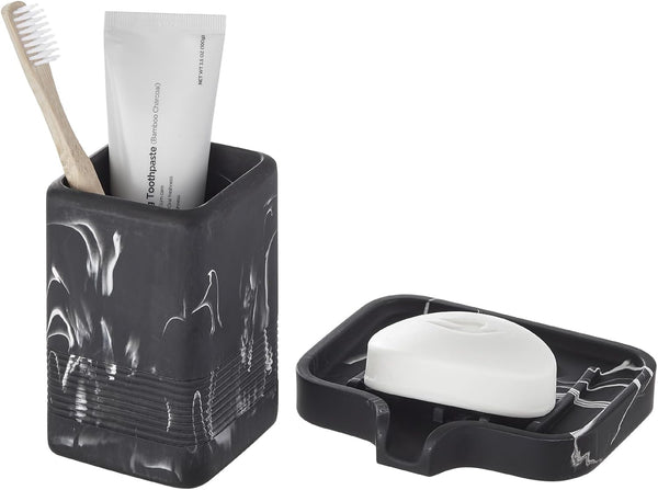 INIUNIK Toothbrush Holder and Soap Dish Set, Resin Toothbrush Cup Bathroom Cup Tumbler