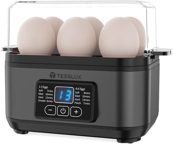 Tesslux Electric Rapid Egg Cooker, 6 Egg Capacity for Hard Boiled Eggs,