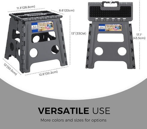13 inch 300 LB (1 Pack) ACKO Folding Step Stool Height Premium Heavy Duty Foldable Step Stools for Adults and Kids