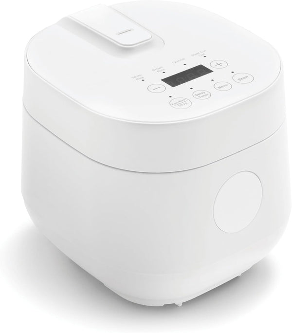 GreenLife 4-Cup Digital Rice Cooker, PFAS & PFOA-Free, Removable Ceramic Pot, Touch-screen, White