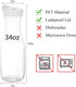 8 Pack 34 Oz 1 Lawei Plastic Water Carafe, Liter Clear Beverage Carafe with Flip Top Lid, Narrow Neck Drink Container