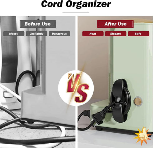 4 Pack Cord Organizer for Appliances, Stick On Cord Holder for Small Kitchen Appliances, Blenders, Coffee Maker, Air