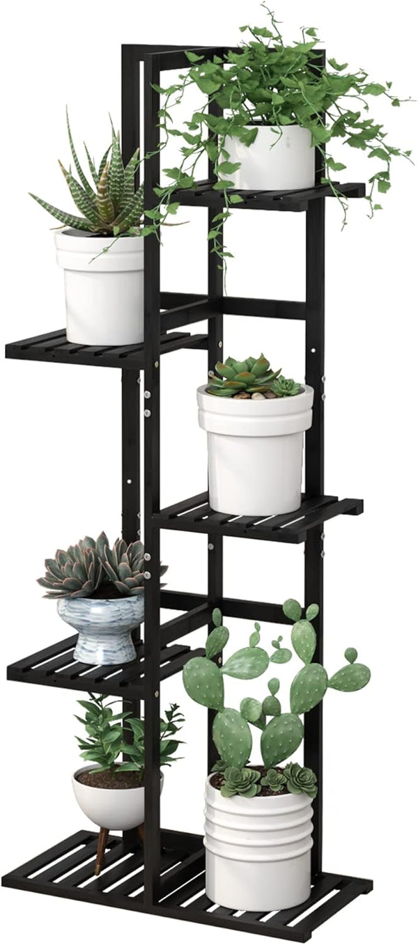 Laiensia 5 Tier Bamboo Plant Stand Rack 6 Potted Multiple Flower Pot