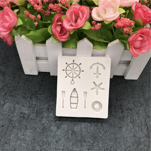 Small Sea Oar Boat Anchor Star Rudder Lifebuoy Silicone Mold Tools for Chocolate, Candies, Ice Cubes