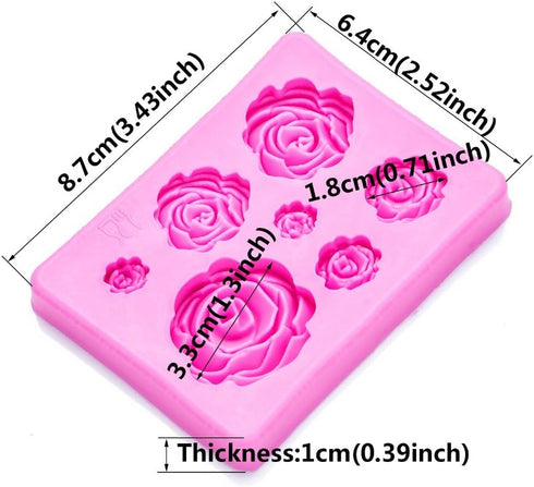 2PCS Rose Flowers Silicone Molds - Cake Chocolate Mold Wedding Cake Decorating Tools