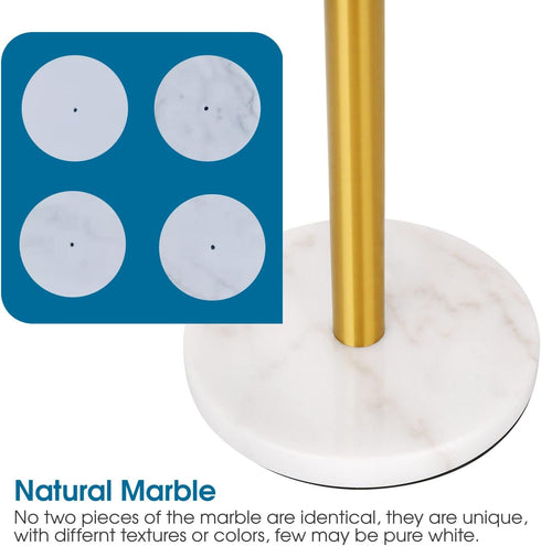 Paper Towel Holder Stand with Heavy Marble Base, One-Handed Ripping Countertop Holder, NOT Tip Over - Gold
