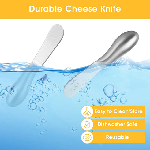 2 Pcs Stainless Steel Butter Knife Set, Little Cheese Spreader Knives for Condiments, Charcuterie Board