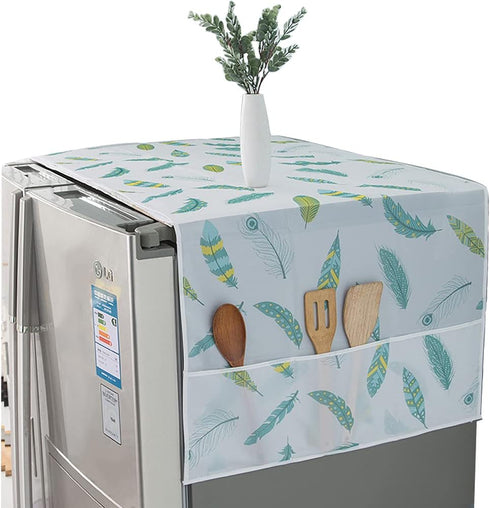 Refrigerator Dust-Proof Cover, Washing Machine Cover, PEVA Material Waterproof with Storage Pockets, Multi-Purpose