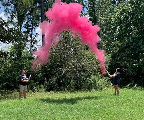 16 Inch 2 Pack Gender Reveal Surprise - Pink Gender Reveal Powder Cannon Bundle - Easy to Use Pink Powder Cannon