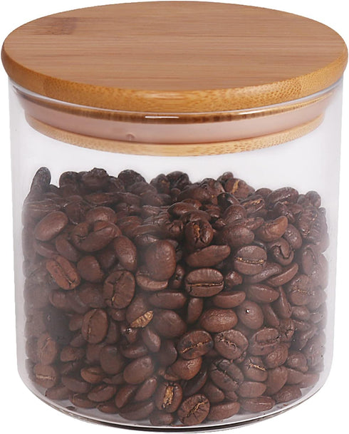 18 Oz Glass Jar with Lid, Clear Thickened Storage Container with Sealed Bamboo Lid for Coffee, Sugar, Spices