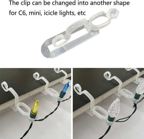 Christmas Light Clips, Holiday Light Hanging Clips, All in One Clip for C7 C9, Gutter Hooks for Outdoor Roof (100 Pack)