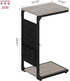 Vovonusy ET-P-GY1 Wood Pedestal Small TV Trays for Eating, C Shaped End Table Storage Bag, Sofa Side Table for Couch