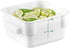 Restaurantware Met Lux 2 qt Square White Plastic Food Storage Container with Green Volume Markers, 10 Count Box