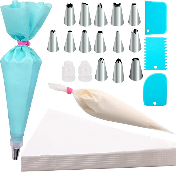 Piping Bags Pastry Bag Set - 100PCS Disposable Cake Decorating Bags with 14 Frosting Tips and 2 Couplers