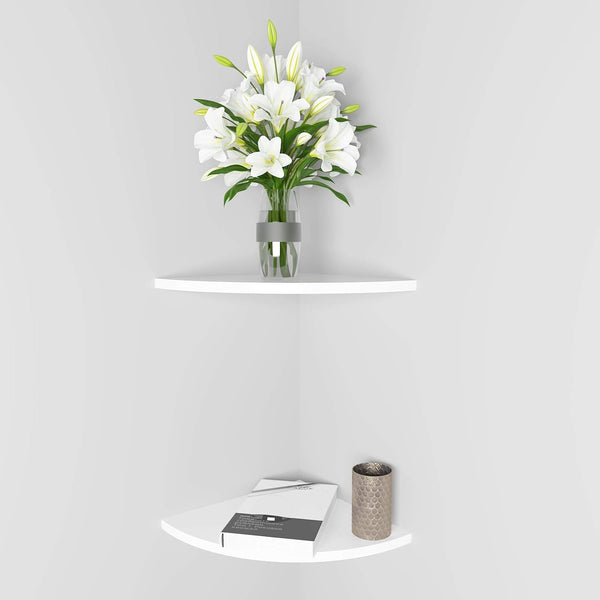 SISI 11 Inch Set of 2 Corner Wall Mounted Floating Shelf White,for Kitchen