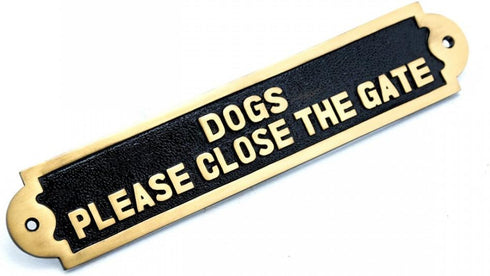Renovators Supply Manufacturing Beware of Dog Sign, 10.9 in. X 2.1 in. Cast Brass