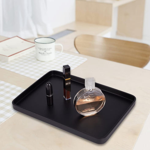 Bathroom Sink Vanity Tray, Large Resin Bathroom Tray Perfume Tray Rectangle Decorative Tray Organizer for Vanity Dresser Bathroom Countertop Living Room Kitchen(Black) by SZYRL