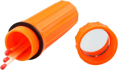 3-in-1 Orange Waterproof Match Storage Box with Firestarter Flint by SE