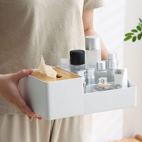 Cabilock Multifunction Hair Tool Organizer Box, Light Grey Desktop Storage for Home and Office Supplies