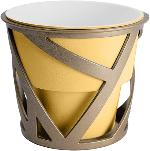5 Inch The HC Companies Indoor Plant Pot with Stand Small Honey Colored Curio Planter with a Geometric Stand in an