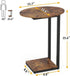 Hosfais Side Table Small End Table, C-Shaped Wood Sofa Table with Metal Frame for Living Room, Bedroom, Small Spaces