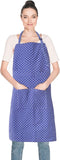 Aprons for Women, Adjustable Floral Cotton Kitchen Apron with 2 Pockets for Cooking, Baking, Chef, Artist (Blue Floral)