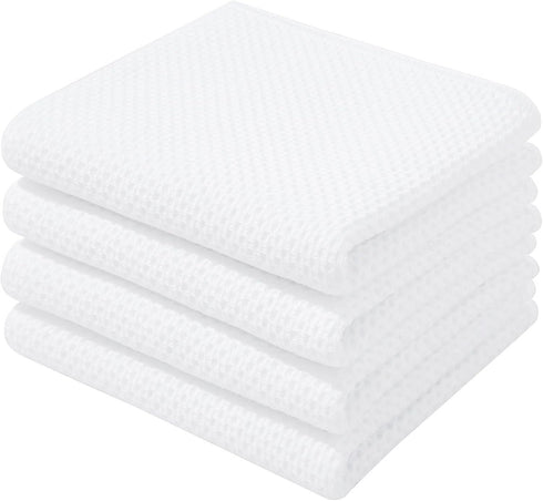 Homaxy 100% Cotton Waffle Weave Kitchen Dish Towels - Ultra Soft Absorbent Quick Drying Cleaning Towel, 4-Pack