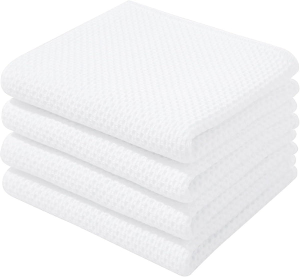 Homaxy 100% Cotton Waffle Weave Kitchen Dish Towels - Ultra Soft Absorbent Quick Drying Cleaning Towel, 4-Pack