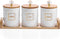 JUXYES Set of 3 Ceramic Canisters Set for Sugar Coffee Tea With Handle