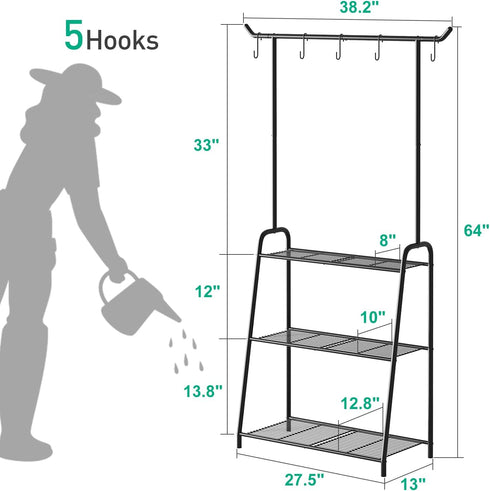 kiplant Tall Metal Plant Stand - Tiered Hanging Shelf for Indoor & Outdoor Use