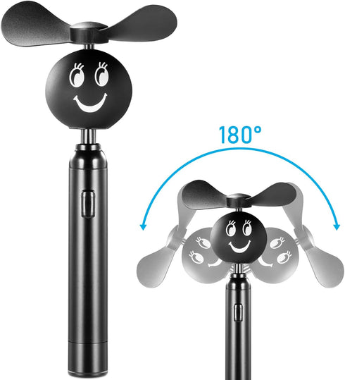 Personal Fan, Mini Handheld Fan,Battery Powered Smile Portable Travel Hand Fan Small Quiet Pocket Fans For Women Men Indoor/Outdoor Camping Shopping,Black by Yacig