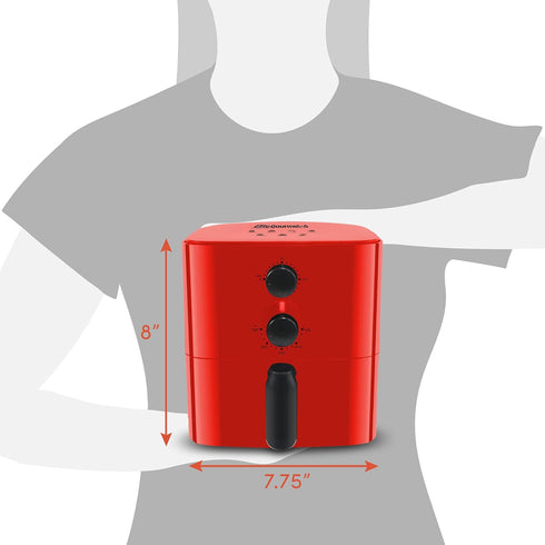 Elite Gourmet EAF-3218R Personal 1.1 Quart Compact Electric Hot Air Fryer - Oil-Less Healthy Cooker with Timer, Red
